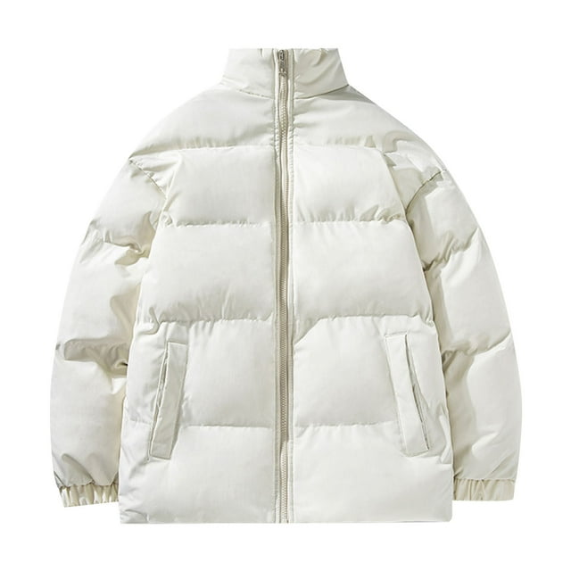 Ceisia Men's Solid Color Stand-Collar Padded Jacket with Quilted Design Khaki XL Gifts