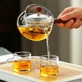 thumbnail image 2 of Teapot with Infuser, 580 ml/19.6 oz Borosilicate Glass Teapot with 360° Rotating Tea Maker, Blooming & Loose Leaf,Japanese Tea Kettle with Wooden Handle Teapots for Relaxing Moments(Clear), 2 of 9