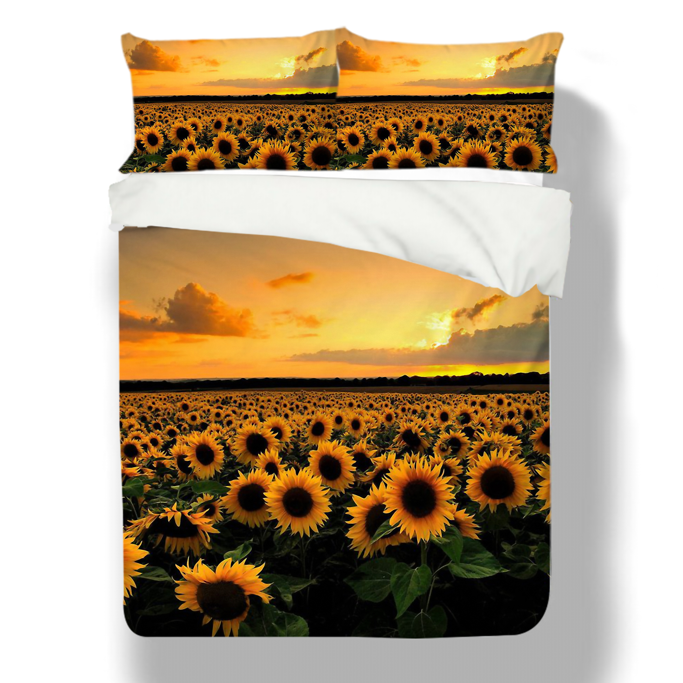 Highend Quilt Cover Sets Fashionable Sunflower Printed Home Bedclothes