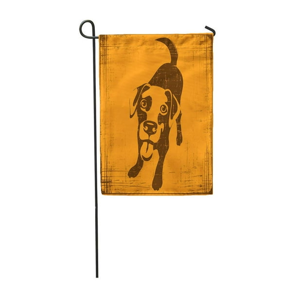 POGLIP Background Cartoon Illustration of a Labrador Retriever Dog with Grunge Garden Flag Decorative Flag House Banner 28x40 inch