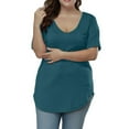 thumbnail image 4 of Gocolloa Womens Plus Size Tops Summer Basic Short Sleeve T-shirts Dressy Casual Loose Top Tee Azure Green 3X, 4 of 7
