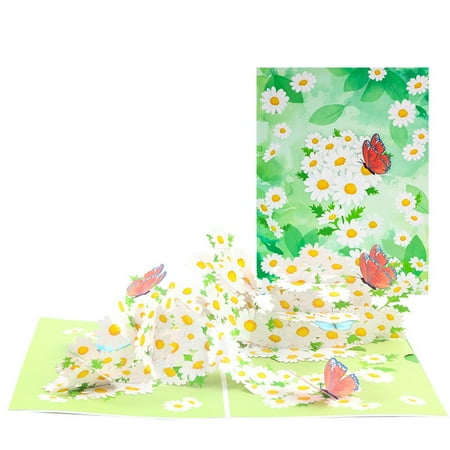 Thanksgiving Anniversary Birthday 3D Daisy Pop Up Greeting Card For Women, Grandma, Mom, Wife, Girls, Sister, Lover, Thank You, Get Well With Ornament & Notes Tab