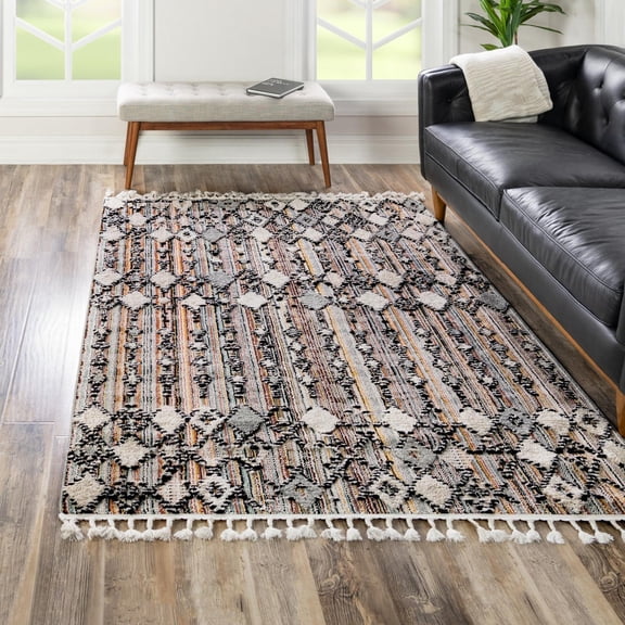 Unique Loom Cherokee Collection Area Rug - Clemson (7' 10" x 10' Rectangle Rust Multi/Ivory)