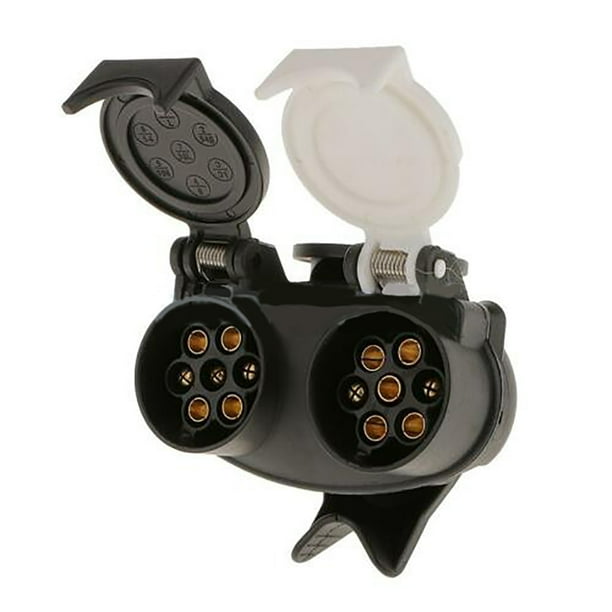 Farfi 13 Pin to 7 Pin Euro Trailer Towing Caravan Dual Socket Plug