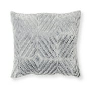 Mainstays Decorative Throw Pillow, Diamond Cut Faux Fur, Gray, 18" Square, 1 per Pack