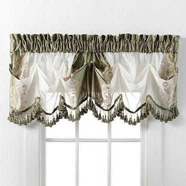 Danbury Embroidered Window Beaded Valance Treatments By GoodGram® - Sage