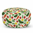 thumbnail image 1 of Vegetable Pouf Cover with Zipper, Vegetarian Cartoon Arrangement Pickle Onion and Tomatoes on Off White Backdrop, Soft Decorative Fabric Unstuffed Case, 30" W X 17.3" L, Multicolor, by Ambesonne, 1 of 5