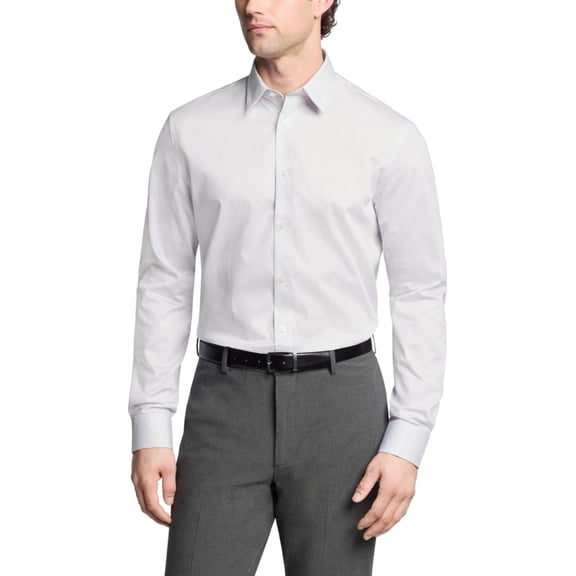 Calvin Klein Mens Slim fit Long Sleeve Button-Up Shirt 17 White
