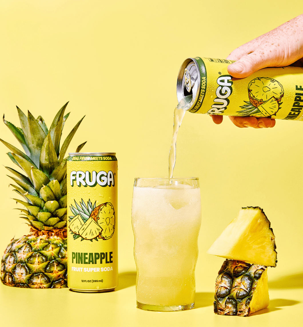FRUGA Pineapple Sparkling Fruit Super Soda | Prebiotic Soda, Low Calorie, Healthy Soda Benefits and Vitamin Boost