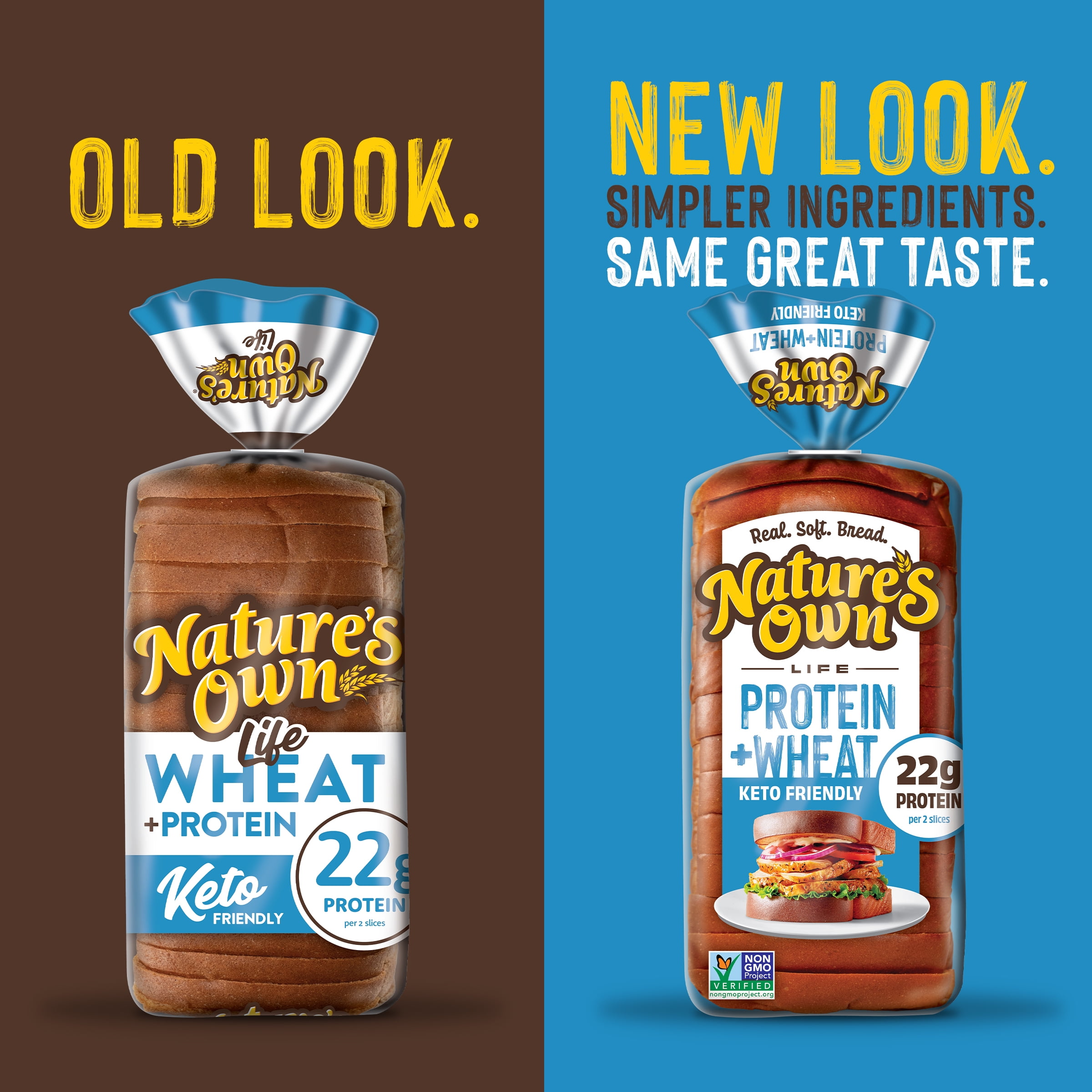 Nature's Own Life Wheat Plus Protein Bread, 22g Protein per 2 slices, Keto Friendly, 16 oz Loaf