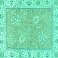 thumbnail image 1 of Ahgly Company Machine Washable Indoor Square Oriental Turquoise Blue Traditional Area Rugs, 4' Square, 1 of 4