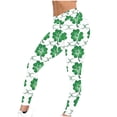 thumbnail image 6 of PiGOGI Ladies' St. Patrick's Day Printed Yoga Pants Casual Tight Fitness Stretch Leggings Long Pants Sport Lounge Active Bottoms White XL, 6 of 9
