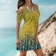 thumbnail image 1 of Puntoco Vestido Casual De Mujer Con Cuello Redondo Y Manga Corta Con Hombros Descubiertos, Vestido De Manga Corta Con Cuello Redondo, Amarillo Xxl,Regalos Para Mujer Joven, 1 of 5