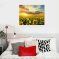 thumbnail image 5 of Nawypu  Wall Art Natural Wood Framed Canvas Painting Sunset Sunflowers Picture Poster Print Yellow flowers Extra Framed Ready to Hang for Living Room Bedroom Office Home Decor, 5 of 5