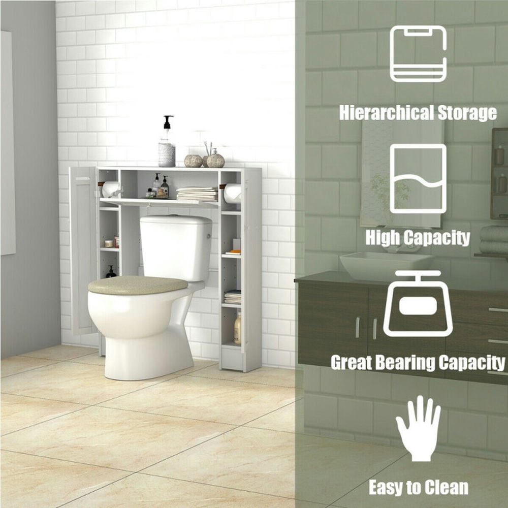 Finihen Toilet Storage Cabinet, Bathroom Cabinet Organizer, Wooden over the Toilet Storage Cabinet, for Bathroom, White