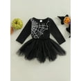 thumbnail image 2 of aturustex Halloween Baby Girls Mesh Romper Dress Casual Spider Web Printed Long Sleeves Jumpsuits, 2 of 8
