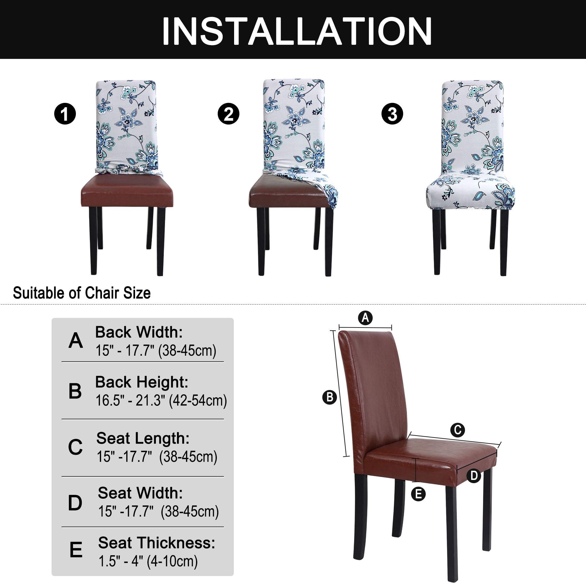 Unique Bargains Spandex Stretch Dining Chair Cover Gray and Blue M