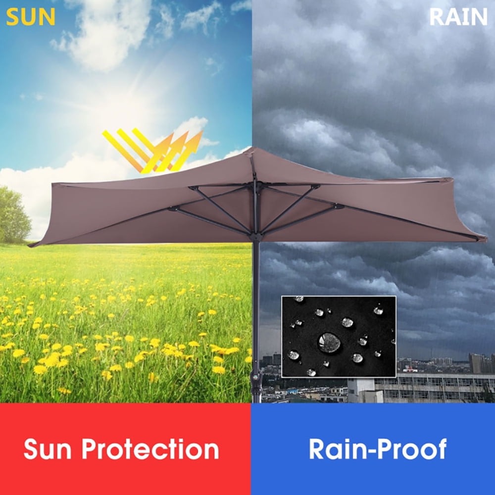 Aimee Lii 9' Half Round Patio Umbrella Sunshade without Weight Base, Table Umbrella Outdoor Patio Aimee Lii 9' Half Round Patio Umbrella Sunshade without Weight Base, Table Umbrella Outdoor Patio
