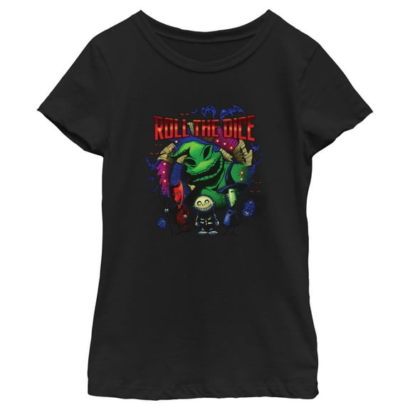 Girl's The Nightmare Before Christmas Oogie Boogie Roll the Dice Graphic Tee Black Large