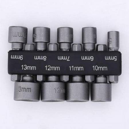 

9Pcs 1/4 Hex Nut Driver Screw Socket Metric Impact Drill Bits DIY Tool Set Pro