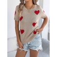 thumbnail image 4 of Short Sleeve Sweater for Women Tops Trendy Spring Summer 2025 Business Casual Outfits Knit Crewneck Shirt Blouses Khaki M, 4 of 7