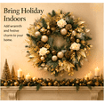 thumbnail image 5 of 24 Inch Artificial Christmas Wreath with Gold Leaves, Champagne and Bronze Ornaments, Pinecones and Ivory Roses, Elegant Holiday Door Decor, 5 of 9
