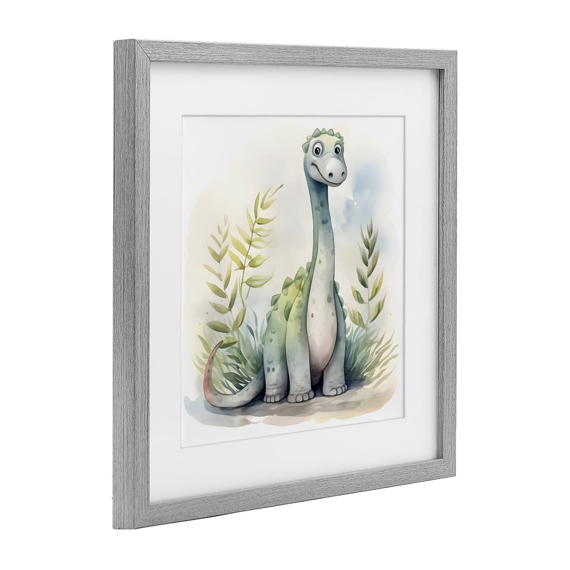 Stupell Industries Crafty Critters Dino Gray Framed Print Under Glass, design by Steve Hunziker