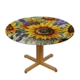 thumbnail image 3 of WYYP Sunflowers Lavender Round Tablecloth Waterproof 100% Polyester Fiber Full Width Single-Sided Printing White, 3 of 8