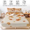 thumbnail image 5 of Twin Sze Fitted Sheet Set - Thanksgiving 2 Piece Bedding Sets 16" Deep Pocket Fitted Sheet with 1 Pillowcase, Retro Orange Fall Maple Leaves Autumn Brushed Microfiber Hotel Luxury Bed Sheets, 5 of 9