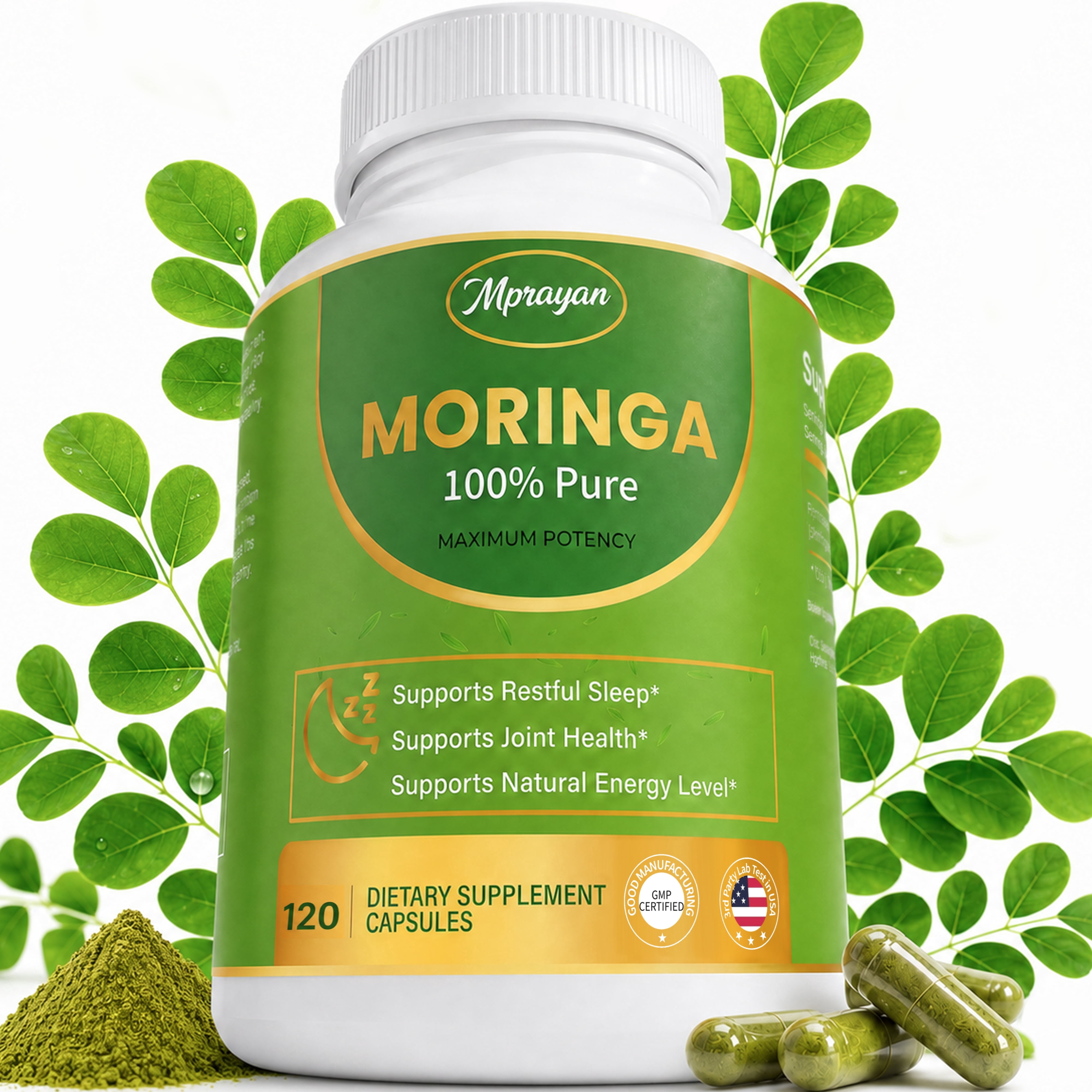 Green People Moringa Capsules 1000MG, Organic Detox, Energy and