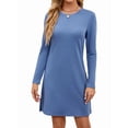 thumbnail image 3 of Vestidos Casuales de Larga para Mujer, Estilo Camiseta , Conjuntos de Otoño Azul XL, 3 of 10