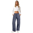 thumbnail image 6 of Women's Wide Leg Sweatpants Drawstring Waist Baggy Cargo Pants Casual Elastic Waisted Trousers with Pockets Navy M, 6 of 6