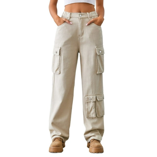 YTDSCS Womens Cargo Pants with Multi Washed Sweatpants Spring Fall Casual Jeans Trousers Cargopants for Women's S-2XL