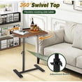 thumbnail image 4 of RICHYOUNG 24"Overbed Beside Table with Hidden Wheels,Tiltable & Rotatable Top Height-Adjustable Laptop Stand(Walnut), 4 of 10