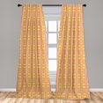 thumbnail image 5 of Vintage Curtains 2 Panels Set, Geometric Pattern with Dots and Flowers in Rectangle, Window Drapes for Living Room Bedroom, 56"W X 84"L, Yellow Peach, by Ambesonne, 5 of 5