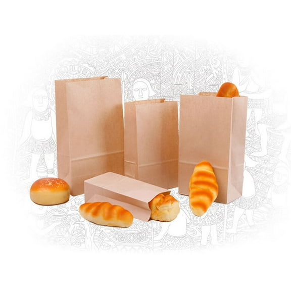 unbranded  50 PCS Kraft Paper Bags for Food Favor LED Candy Bread with Handles