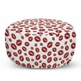 thumbnail image 1 of Kiss Pouf Cover with Zipper, Monochrome Design Warm Tone Girl Kises, Soft Decorative Fabric Unstuffed Case, 30" W X 17.3" L, Ruby and White, by Ambesonne, 1 of 5