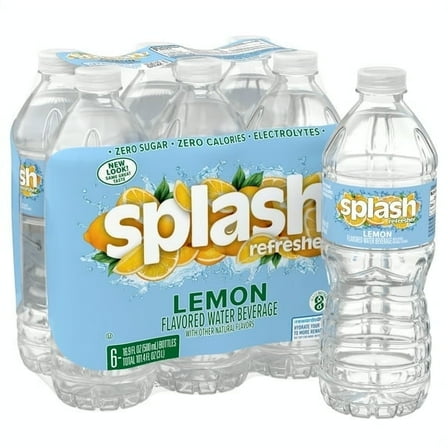 (3 pack) Splash Lemon Flavored Water, 16.9 fl oz, 6-pack Plastic Bottles