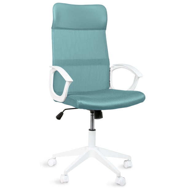 MAGMALIFE Silla de Oficina Stilla Ergonómica con Reposacabezas, Respaldo de Malla Transpirable, Altura e Inclinación Ajustables, Reposabrazos Abatibles, Ruedas 360° Silenciosas, Soporta 150kg (Azul)