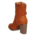 thumbnail image 3 of Alrisco Grape-2 Women Faux Suede Almond Toe Textured Tassel Chunky Heel Bootie, 3 of 6