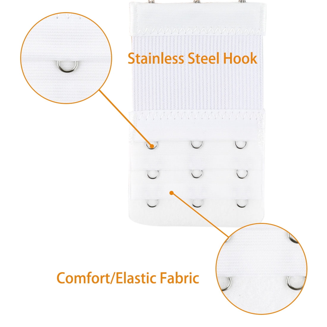 Bra Extenders Elastic Bra Hook Extension 3 Rows(2/3/4 hook) for Women Skin Color 1+White 3 hooks