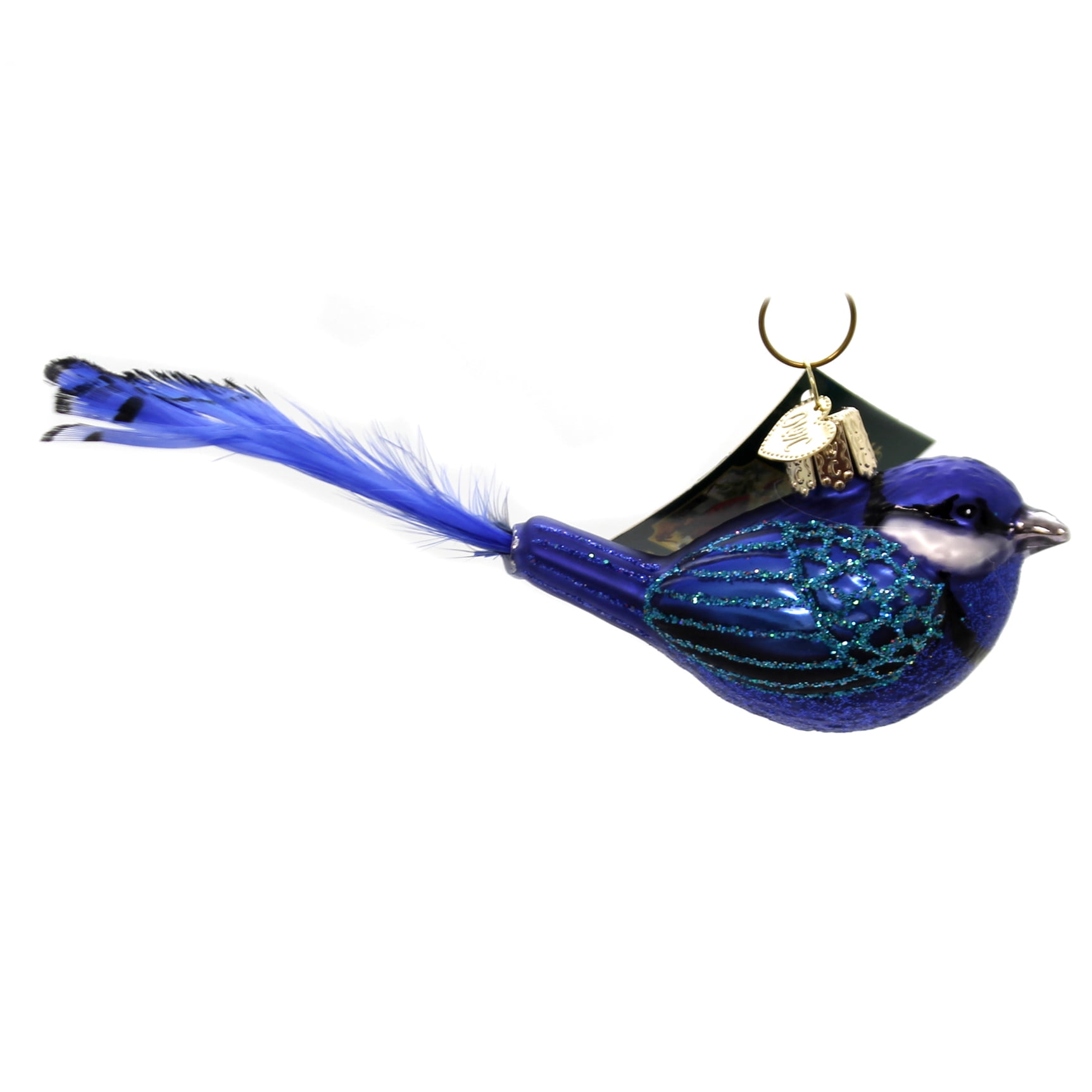 Old World Christmas FAIRY WREN. Glass Ornament Bird Blue 16125