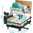 thumbnail image 5 of Large Dish Drying Rack, 2-Tier Dish Racks for Kitchen Counter, Detachable Large Capacity Dish Drainer Organizer with Utensil Holder, Dish Drying Rack with Drain Board, Black, 5 of 6