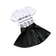 thumbnail image 3 of Sonducket 2 uds. Ropa de bebé, conjunto de camiseta de manga corta para niña, camiseta, conjuntos de ropa Blanco negro 110cm, 3 of 6