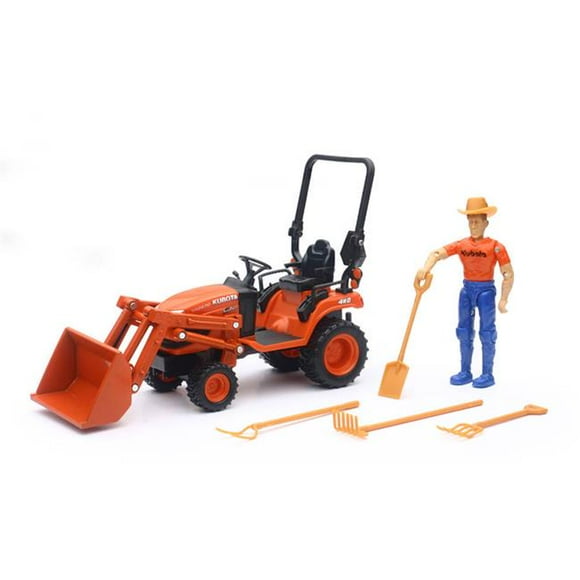 1 by 18 Scale Kubota 4WD Lawn Tractor with Front Loader & Driver