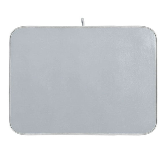 Light Grey Dish Drying Mat for Kitchen Counter 16x18 In Absorbent Microfiber Reversible Mats Dish Drainer Protector Rack Pad for Coffee Bar Table