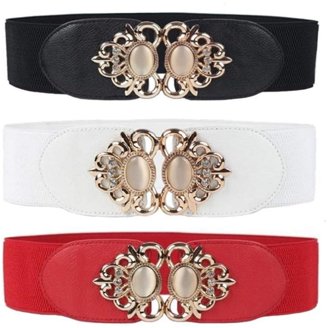 1318 Women\'s Sparkly Glitter Waistband Wide Stretch Elastic Belt Wedding Women main image 3