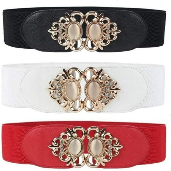 3 pack Womens Vintage Wide Elastic Stretch Waist Belt For Dresses