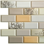Dundee Deco's White Beige Green Orange Faux Bricks PVC 3D Wall Panel, 3.2 ft X 1.6 ft, Interior Design Wall Paneling Decor Commercial and Residential Application, 5.12 sq. feet each, Pack of 10