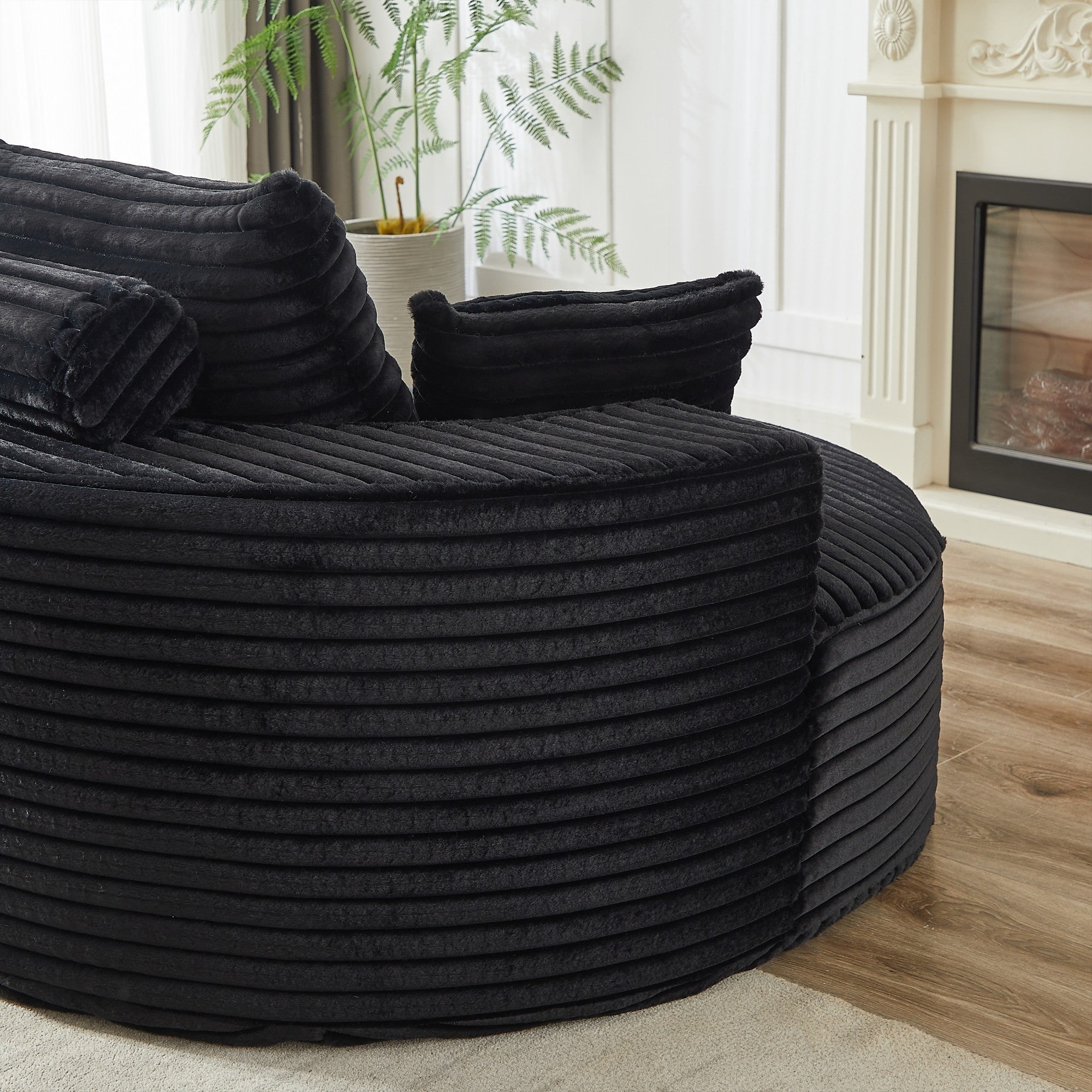 Sailvan 55" Modern Corduroy Single Seater Lounge Chair, Modular Cloud Sofa with Enveloping Pillows, No Assembly Lazy Chair for Living Room Black